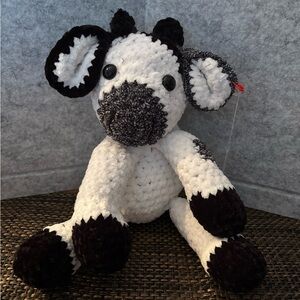 Crochet Black and White Cow Plush Toy